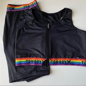 Tomboy X Pride Rainbow 2X SWIM racer back and 9” SWIM shorts 🏳️‍🌈